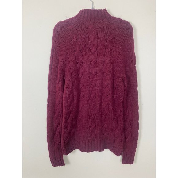 Fossil Brand Mens Burgundy Red Pullover Cable Knit Fisherman Sweater Size S Ango - Picture 12 of 12